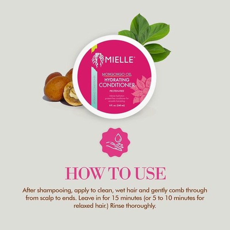 Mielle Organics Mongongo Oil Deep Conditioner - Hydrating Formula for Dry, Damaged Hair | 8 Fl Oz