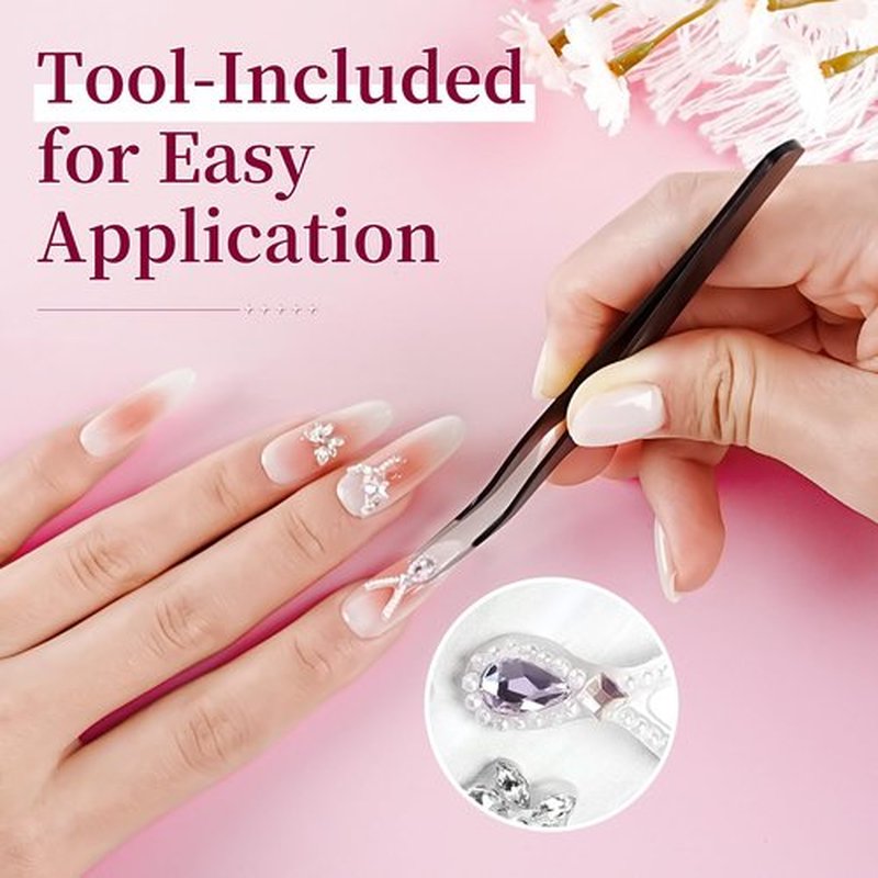 JODSONE Nail Charms Drill Set for Nails,24 Drills, Available in 12 Different Designs with Tweezers,Nail Gems Nail Pearls Charms sets for Nails Supplies, Charms for Nails Design Nail Art Kit