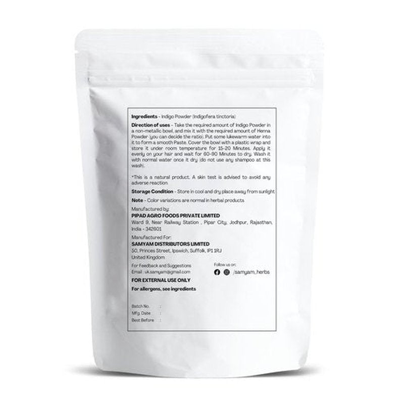 SAMYAM Natural Indigo Powder - 200g (7 oz) | Natural Hair Dye, Chemical and PPD Free