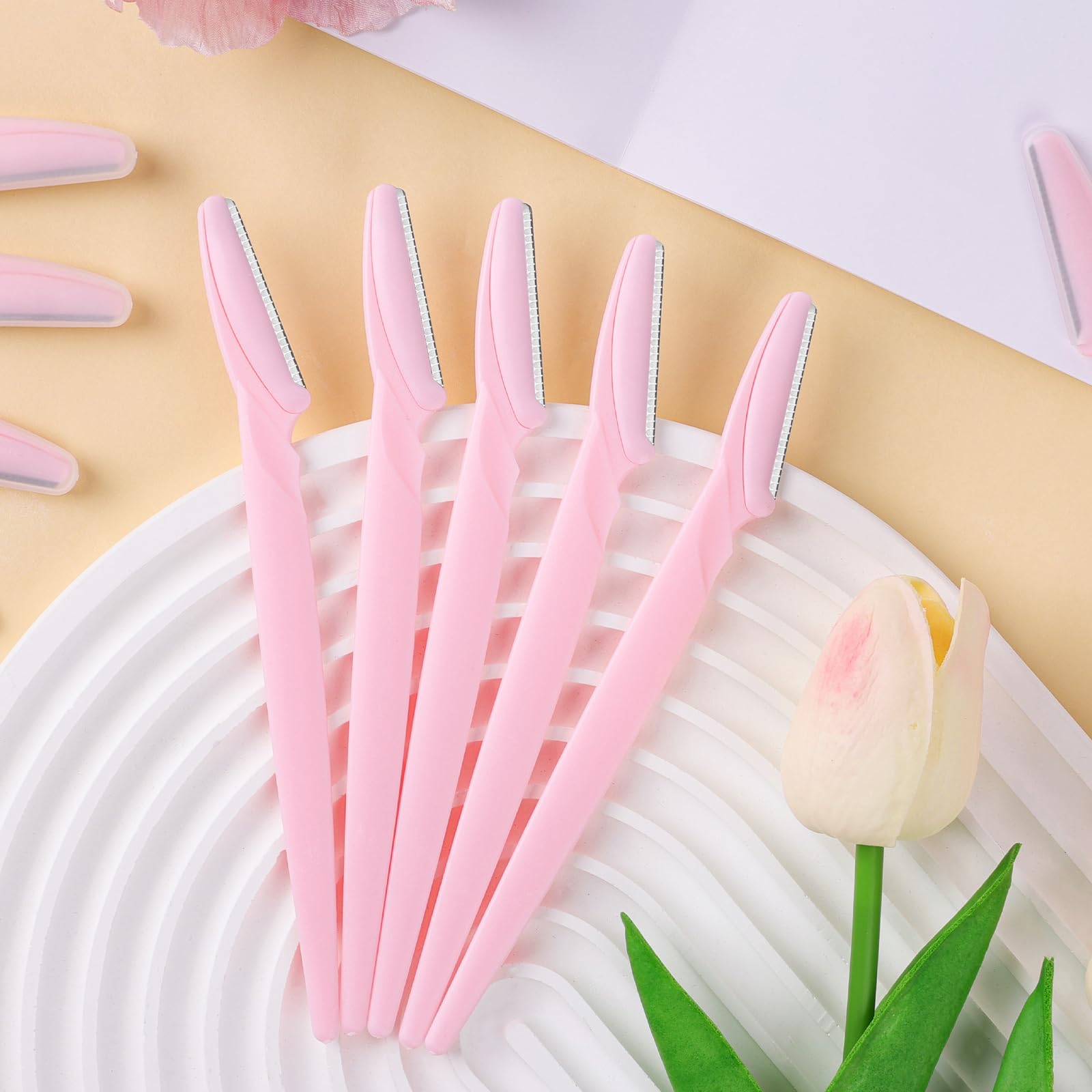 Phyyixs 88 Pcs Dermaplaning Tool & Face Razors for Women in Storage Jar – Blush Petal Style, Eyebrow Razor with Safety Covers, Ideal Self-Care Gifts