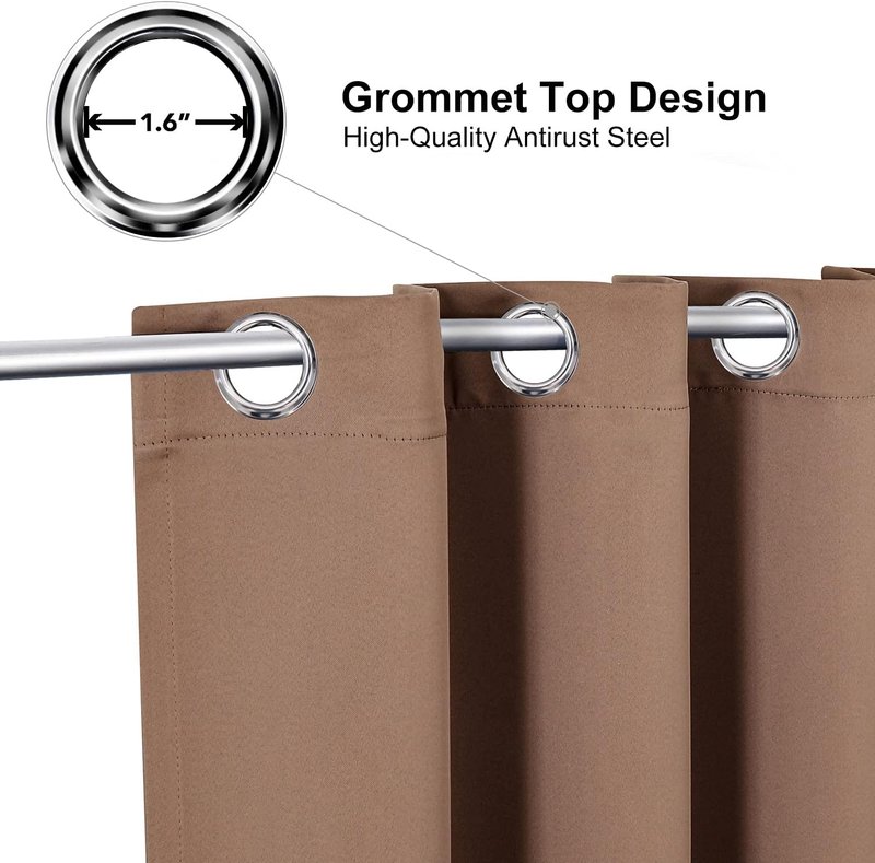 ChrisDowa Grommet Blackout Curtains - Thermal Insulated Room Darkening Panels, Cappuccino, 38W x 54L