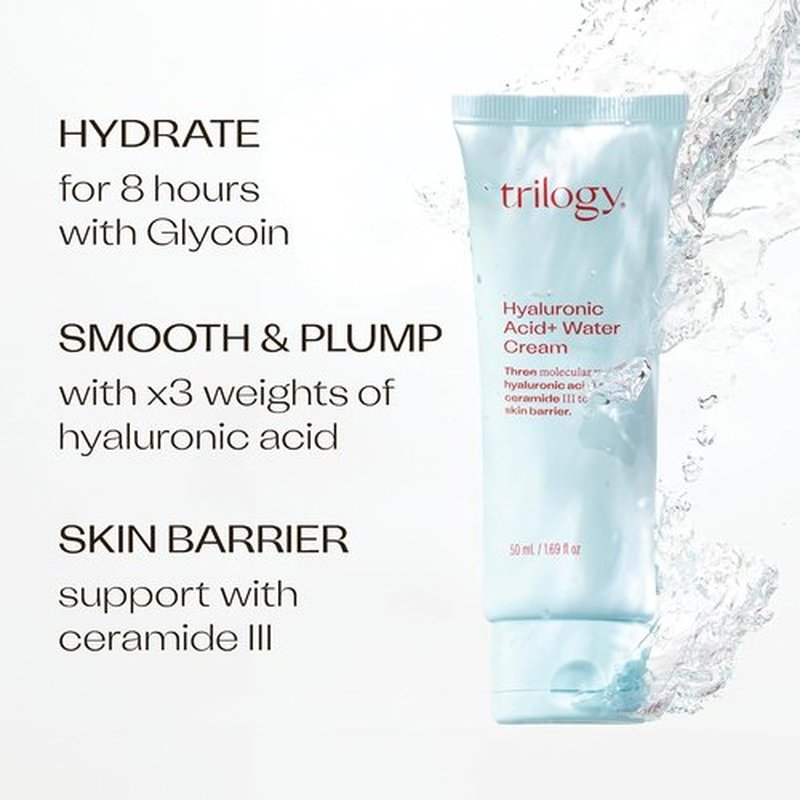 Trilogy Hyaluronic Acid+ Water Cream - Lightweight Hydration with Ceramides | 1.69 fl oz