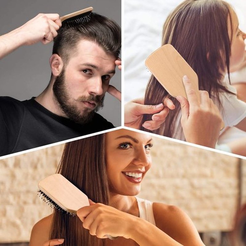 Sosoon Boar Bristle Paddle Hairbrush - Tangle-Free Design for All Hair Types | Gift Box & Tail Comb Included