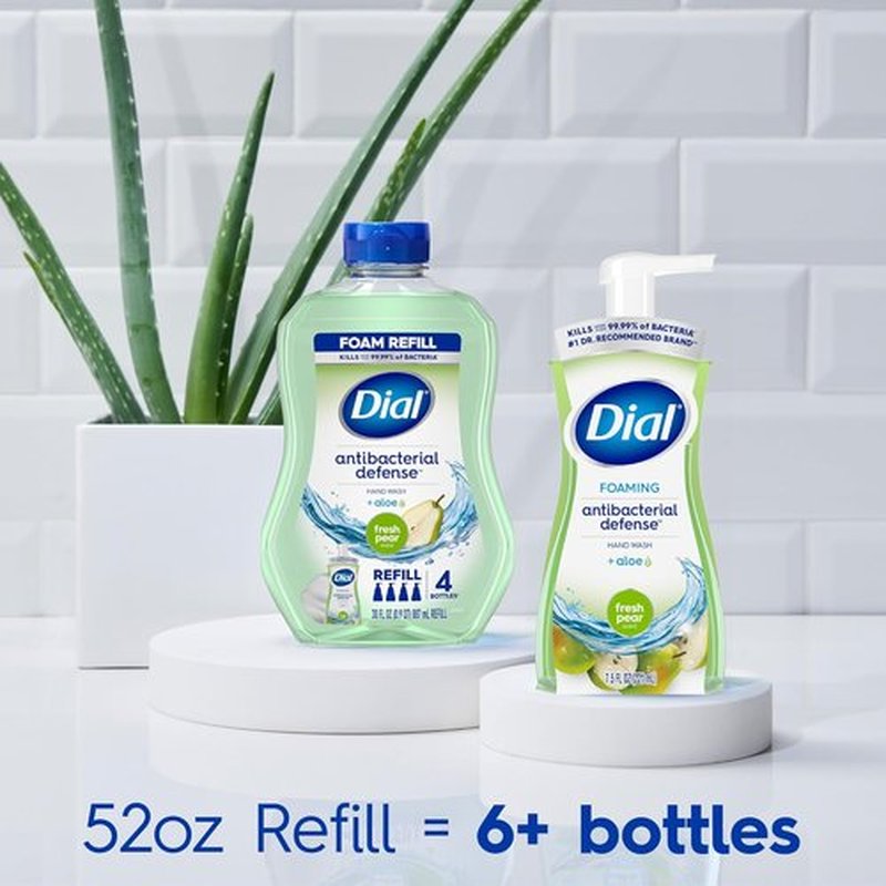 Dial Antibacterial Foaming Hand Soap - Fresh Pear Scent | 52 Fl Oz Refill for Ultimate Cleanliness