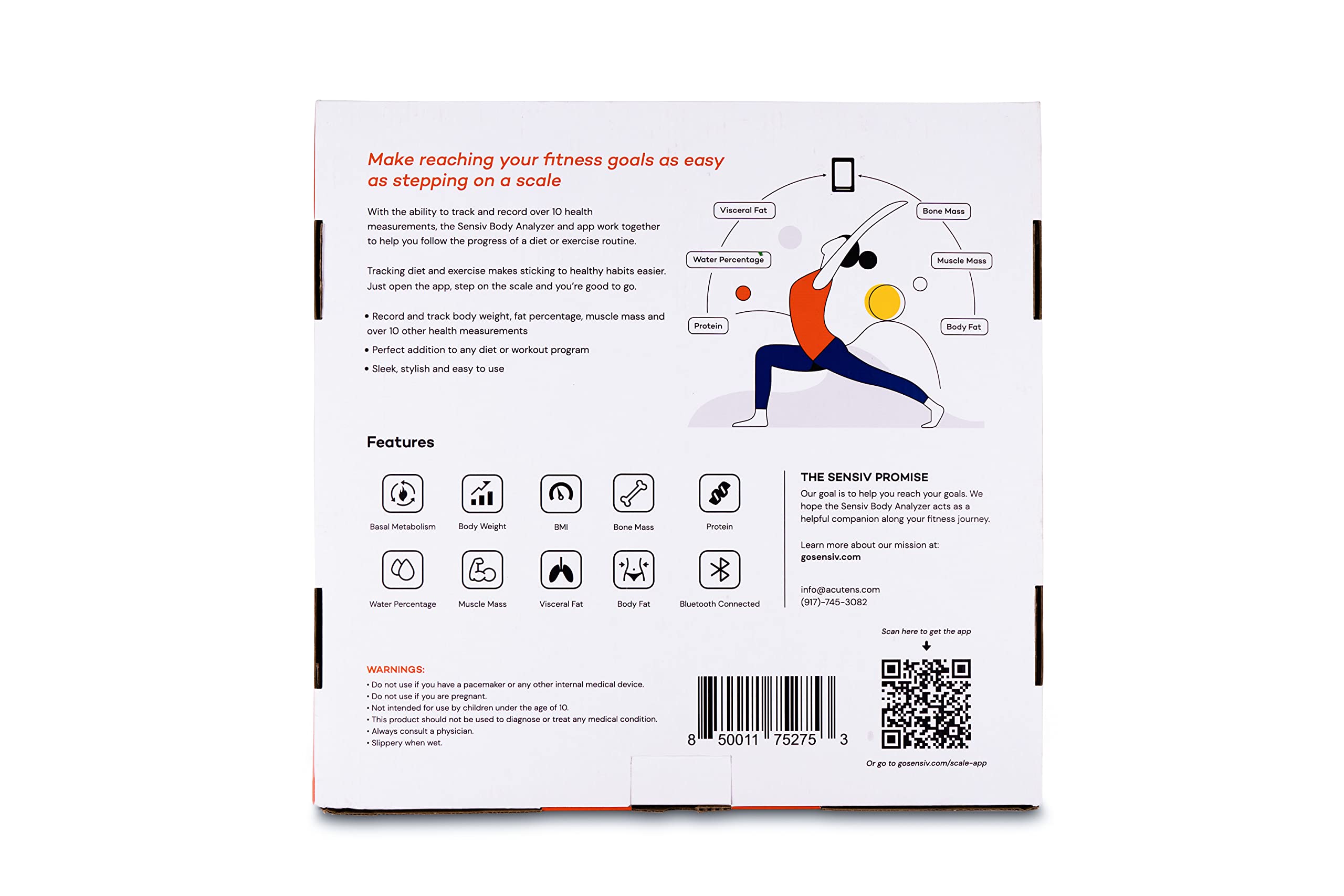 Sensiv Body Analyzer Bluetooth Smart Scale - Tracks and Records 10 Measurements - User-Friendly, app - Sleek, Stylish Design