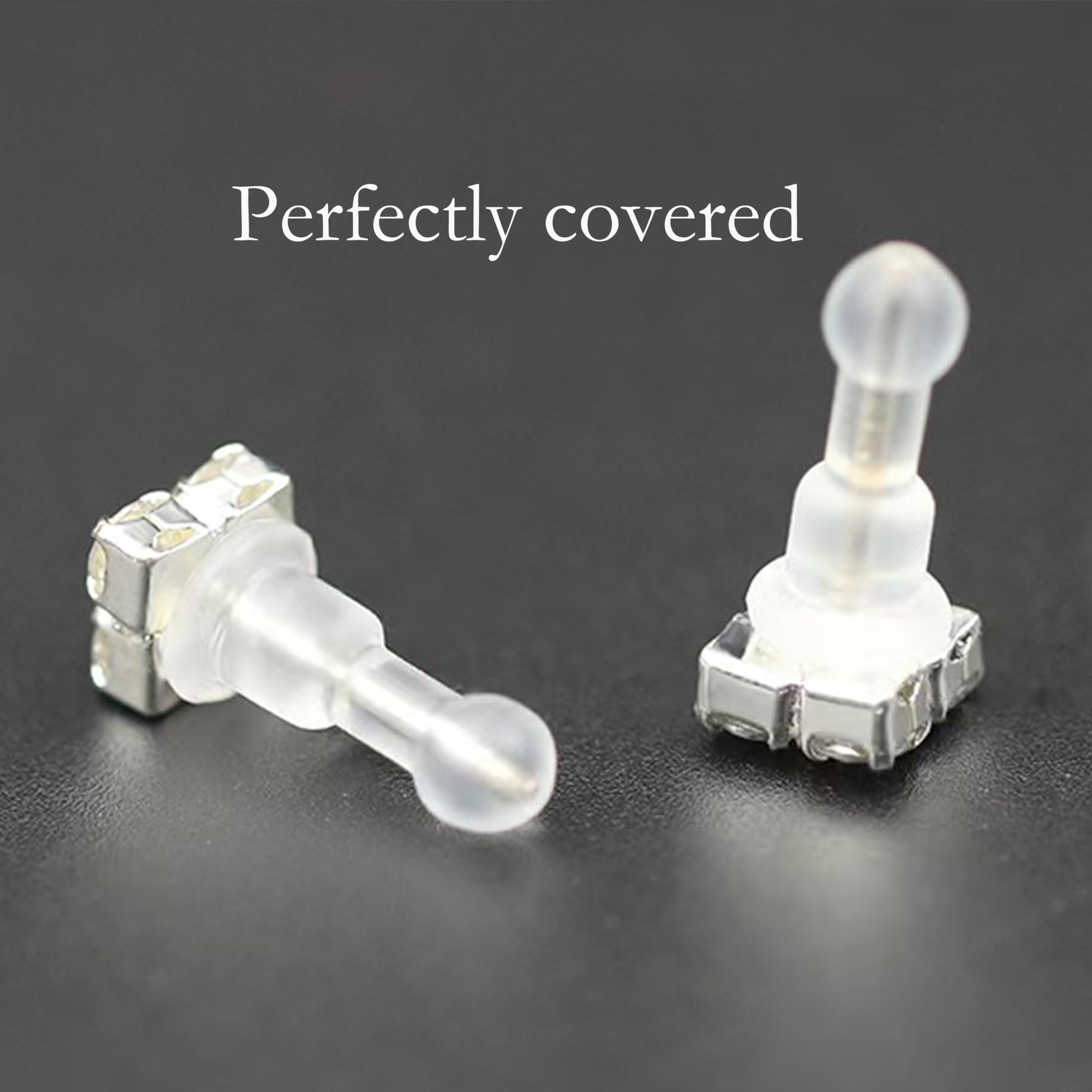 Impenetrable Soft Big-Long Earring Backs for Pierced Ears, 50pcs, TPE Medical Grade Material, Comfort Fit for All Earrings (Double Balls)