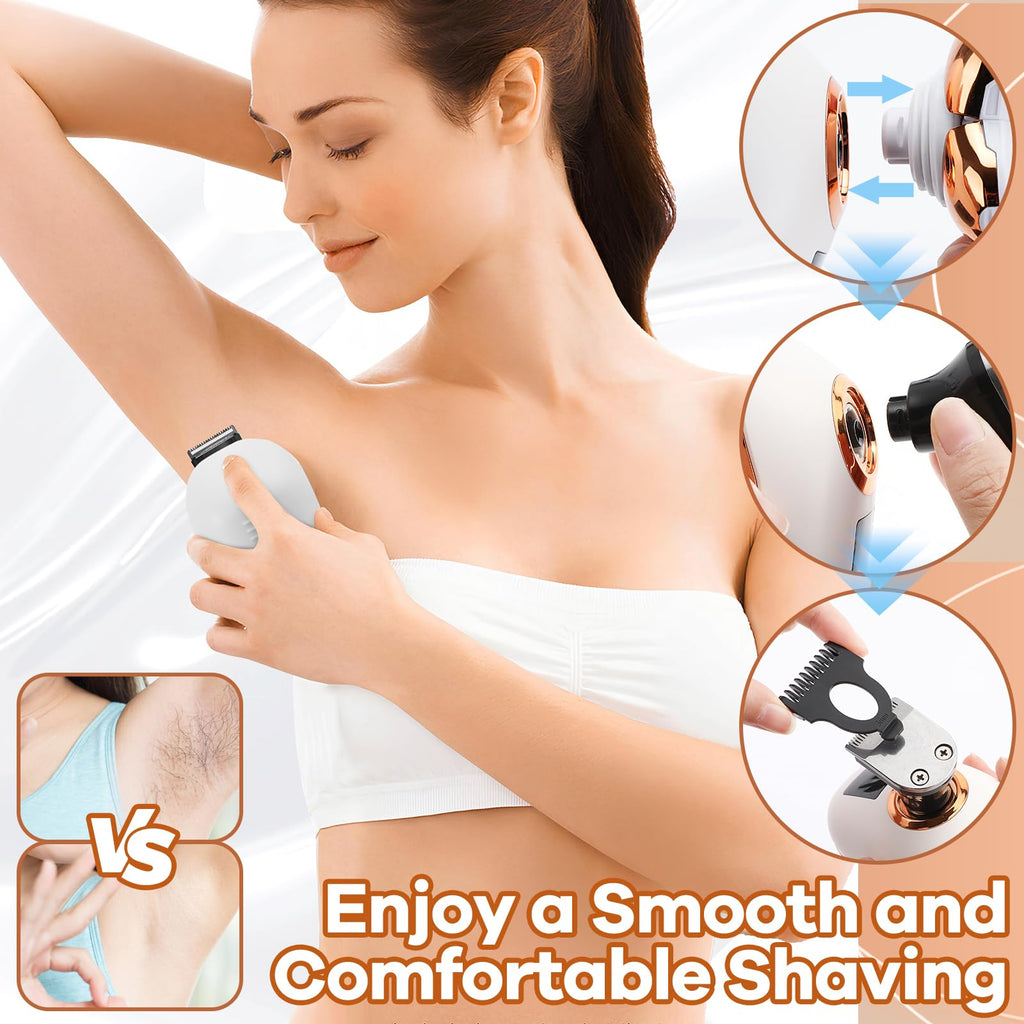 Electric Razors for Women, 5D Facial Hair Removal, 5-in-1 Wet/Dry Bikini Trimmer, Electric Shaver for Women, Rechargeable Face Shaver for Arms Legs Armpit Pubic Area, Painless Womens Grooming Kit