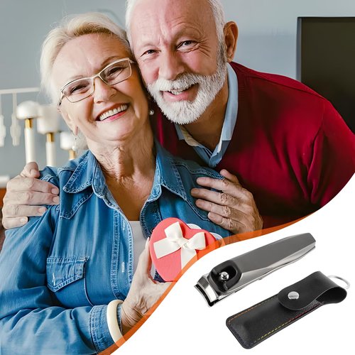 GOZOLA 360° Rotating Toenail Clippers for Seniors Thick Toenails, Large Nail Clipper with Long Handle, Stainless Steel Heavy Duty Finger Nail Clippers for Women/Men/Adult, Built-in Nail File (Black)