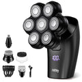 HiBig Head Shavers for Bald Men - 7D Arc Magnetic Detachable Electric Razor, Waterproof Wet Dry 5-in-1 Electric Shaving & Grooming Kit, LED Display Rechargeable Head & Body Hair Shaver, Black