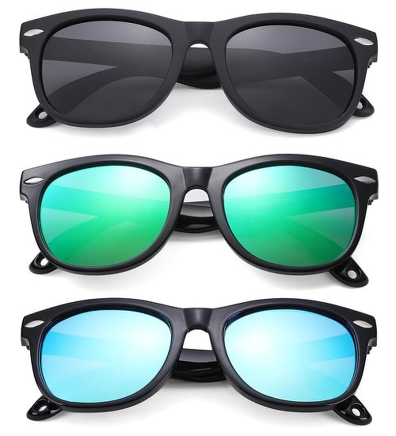 Polarized Baby Sunglasses with Strap - Unbreakable Flexible Infant Sunglasses for Toddlers Age 0-24 Months (Balck/Gray + Black/Blue + Black/Green) - 3 Pack
