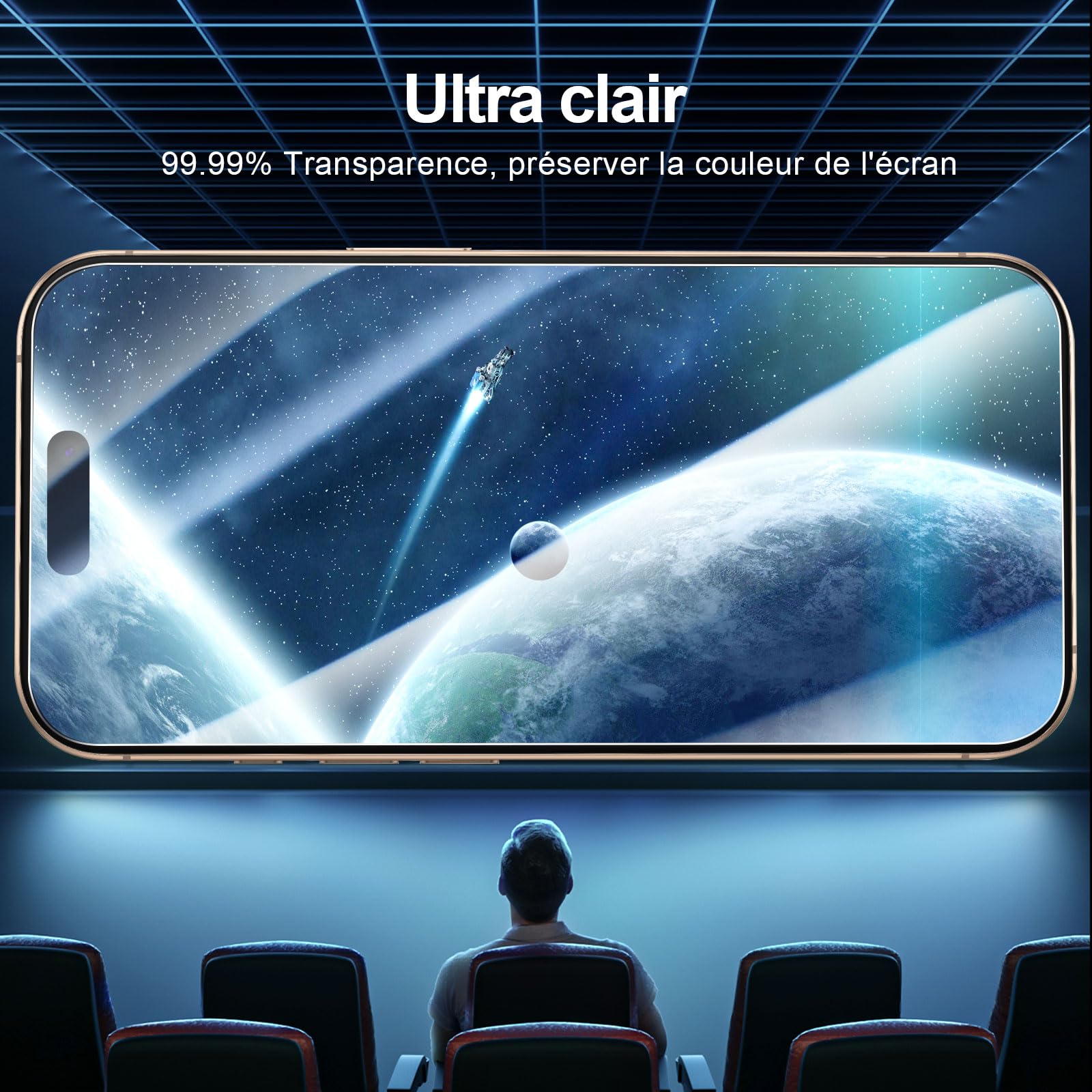 NEW'C 3 Pack Designed for iPhone 16 Pro, iPhone 17, 17 Pro Screen Protector (6.3 inches), Enhanced Tempered Glass Protection with easy installation tool included, Case Friendly
