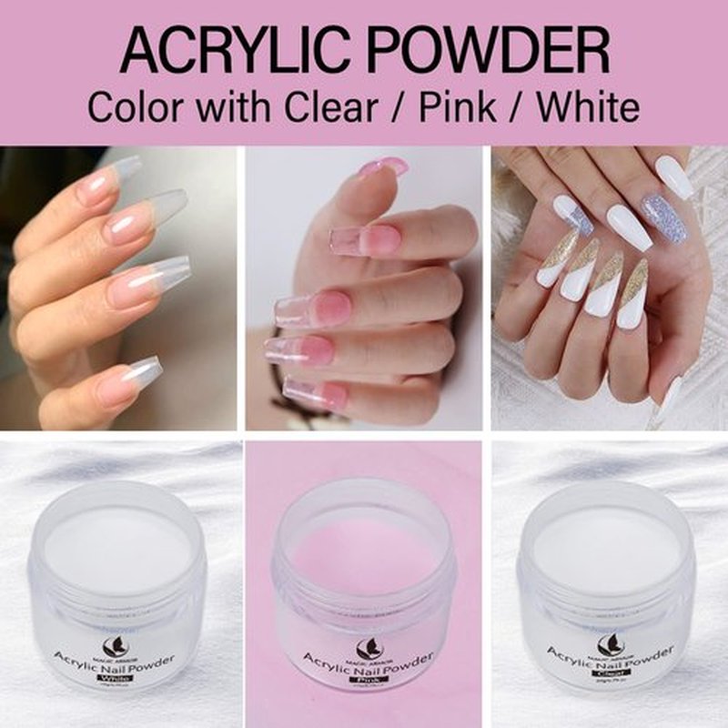 MAGIC ARMOR Acrylic Liquid Monomer and Acrylic Powder Set - 3 Colors Powder Clear Pink White Professional Monomer Liquid 5oz For Nails Extension Kit