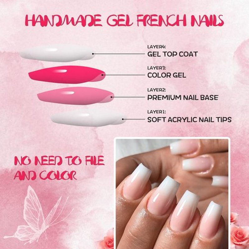 AddFavor 240pc Ombre Coffin Press on Nails Medium Fake Nails - Glue on Nails Coffin Acrylic Nails Press ons Nail Tips Medium Stick on Nails with Nail Glue and Adhesive Tabs for Women