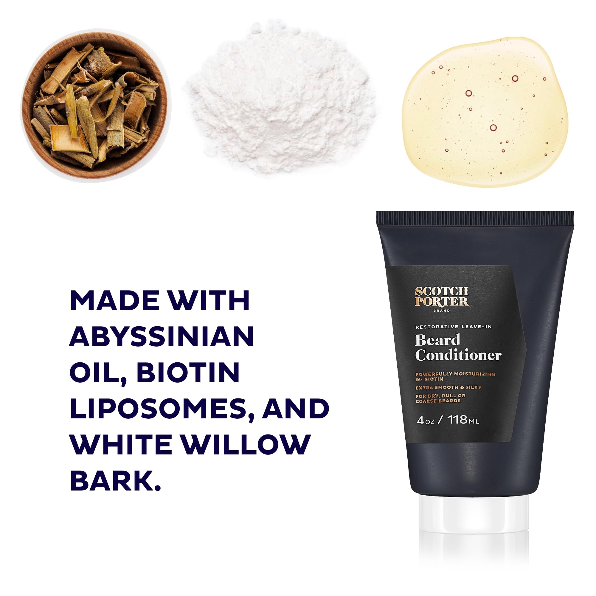 Scotch Porter Beard Care Set: 4oz Leave-in Conditioner, 3oz Balm, 8oz Wash | Non-Toxic, Vegan Formulas Free of Parabens, Sulfates & Silicones