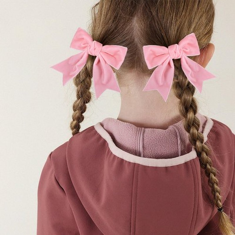 2Pcs Pink Velvet Hair Bows Hair Ribbon Alligator Clips Girls Cute Handmade 4" Big Fall Winter outfits Valentines Wedding Dress Decoration Accessories for Women Toddlers Teens Kids
