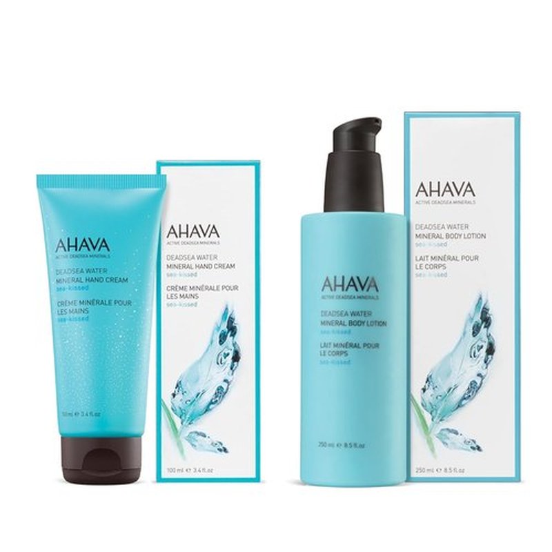 AHAVA Dead Sea Mineral Hand Cream & Body Lotion Set - Hydrating Sea-Kissed Formula