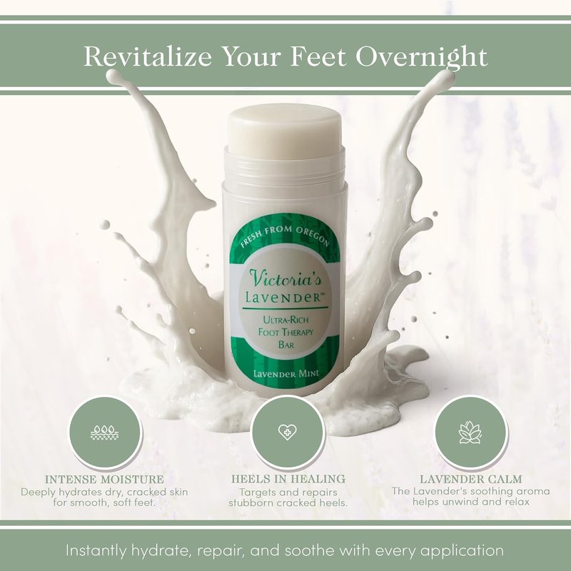 Victoria's Lavender Heel Balm Stick - Ultra-Rich Foot Therapy for Dry, Cracked Feet - 2.5oz Lavender Mint