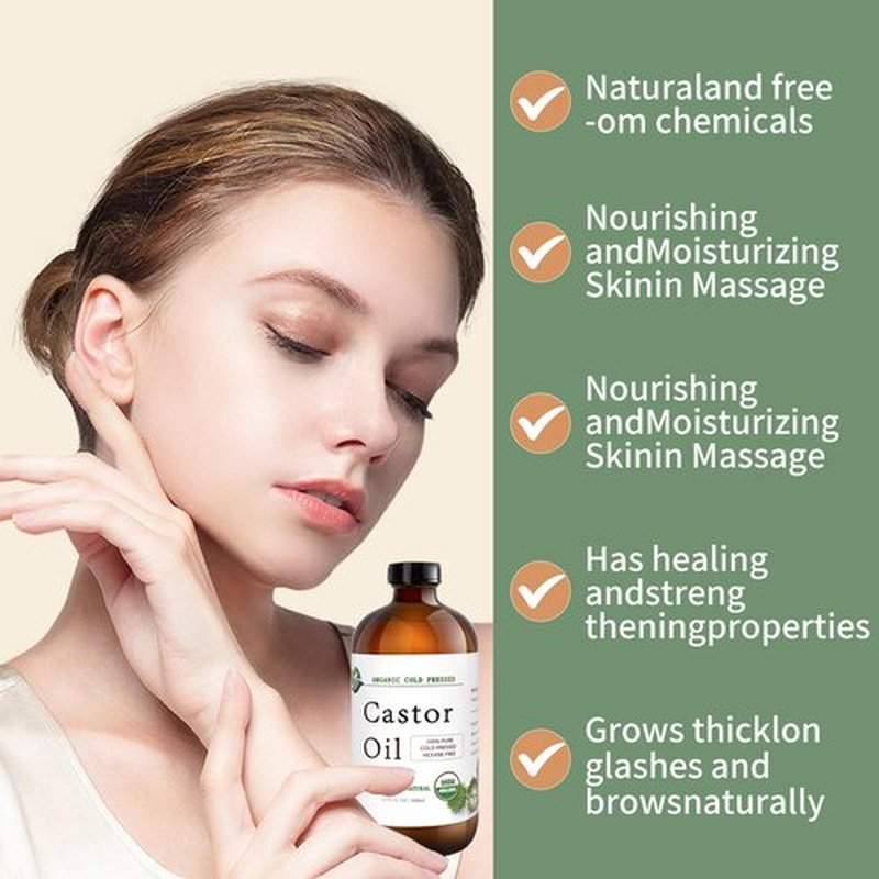 MAYLINK Castor Oil-Castor Oil Organic Cold Pressed Unrefined Glass Bottle-Organic Certified 100% Pure Castor Oil,Hexane Free,Organic Castor Oil for Face,Hair Growth,Eyelashes,Caster 16.91fl.oz/500ml