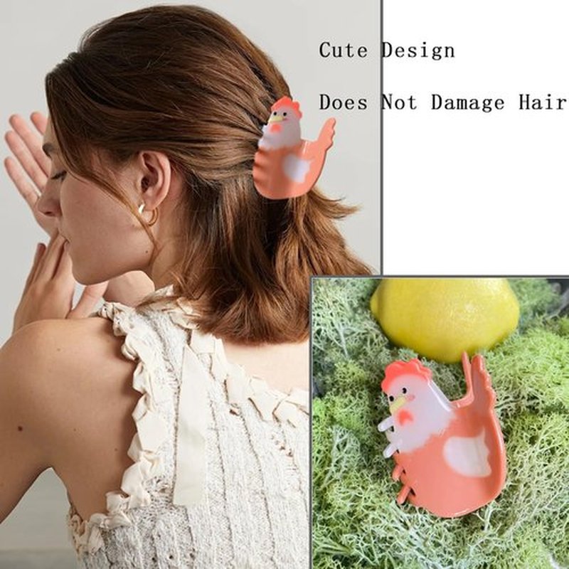 KuuGuu Chicken Claw Hair Clip, Korean Super Cute Animal Hair Clip Acetate Acid Anti-Slip Design Cartoon Barrettes 2024 New Interesting Big Hairpin for Women Girs Hair Accessories （1 PCS-Chicken）