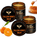 SPVMGRK 2 Packs Beef Tallow for Skin, Tallow and Honey Balm for Face, Organic Grass-Fed Beef Tallow Balm with Raw Wild Honey, Body & Face Moisturizer, Natural Formula (Citrus)
