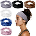 HSEM Headbands for Women, Wide Elastic Head Bands, Non-Slip Thick Hair Bands, Sports Stretchy Sweat Bands, Large Knotted Soft Headband for Washing Face, Makeup, Workout, Spa, Running, Fashion, 6-Pack
