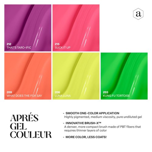 APRÉS Gel Couleur Combo Set, 5 Color Gel Nail Polish, Bright Nude Pastel Colors with Brush-X Nail Art Brush, 2024 Edition (Set 3-1)