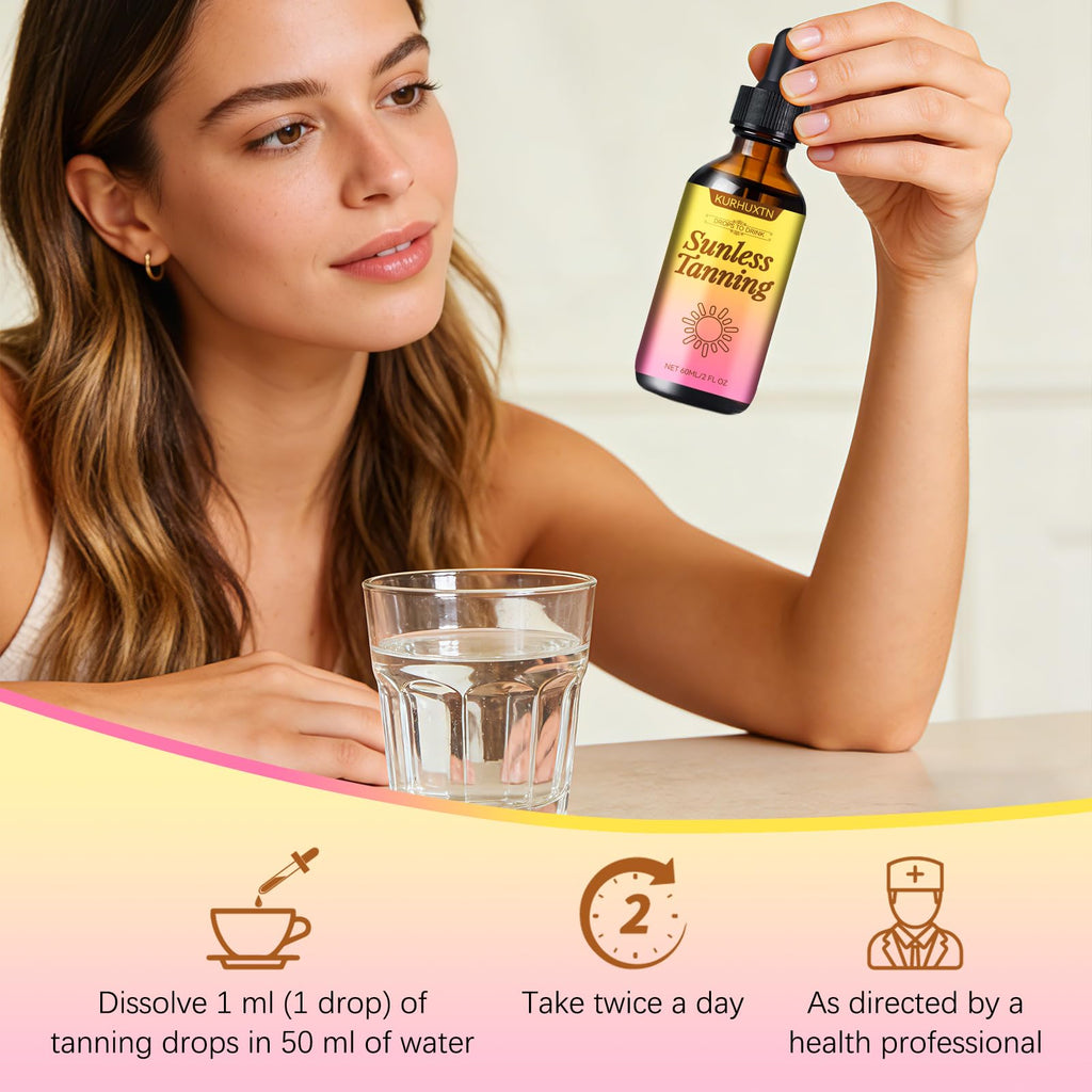 Sunless Tanning Drops to Drink, Natural & Organic Ingredients, Moisturizing Bronzing Tanner for Face & Body (1PC)