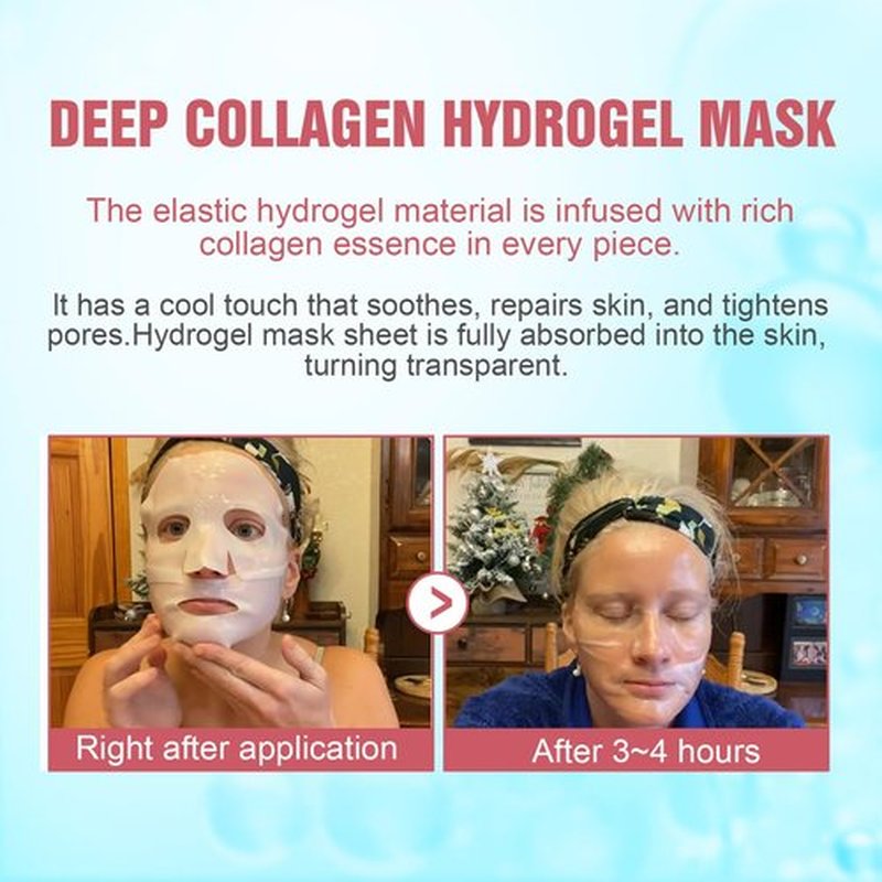 Deep Collagen Face Mask Overnight, Bio- Collagen Mask Real Deep Mask, Hydrating Hydrogel Masks with Low Molecular Collagen for Firming, Elasticity, Pore Minimizing 40g x 5ea Easter Basket Stuffers