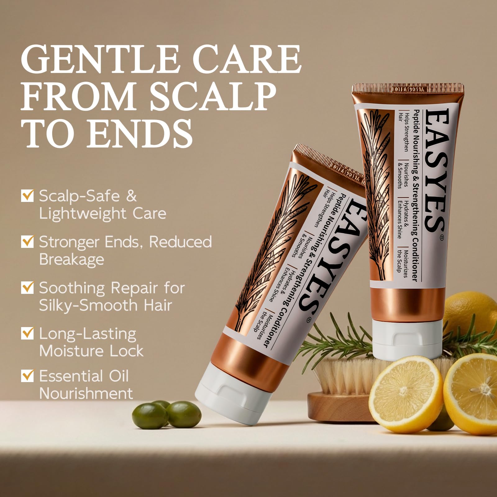 Easyes Nourishing Repair Conditioner with Peptides, Lightweight Deep Hydration & Frizz Control, Strengthens and Smooths Hair, Scalp-Safe, Silicone & Sulfate Free, for Men & Women, All Hair Types