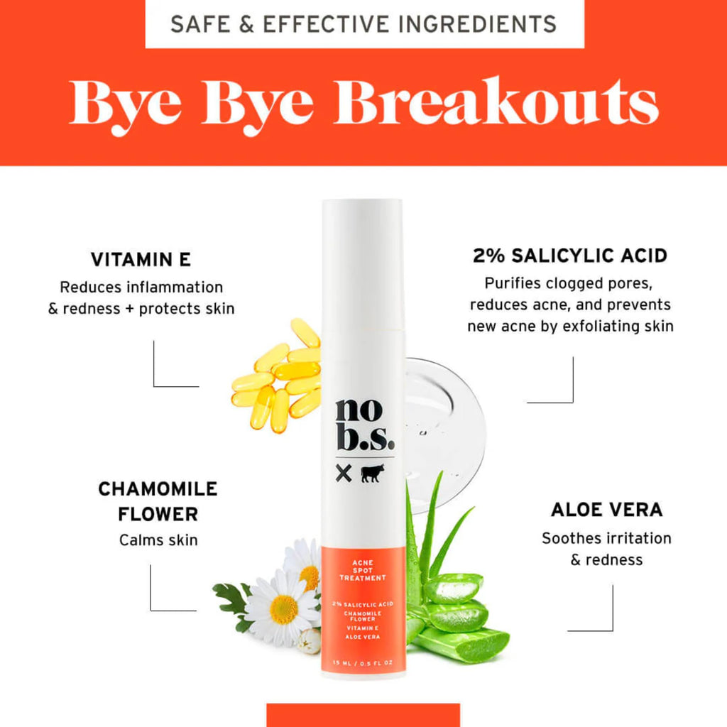 No Bad Stuff - Acne Spot Treatment - Acne Control with 2% Salicylic Acid, Fades Blemishes, with Chamomile, Aloe Vera & Vitamin E (0.5 oz)