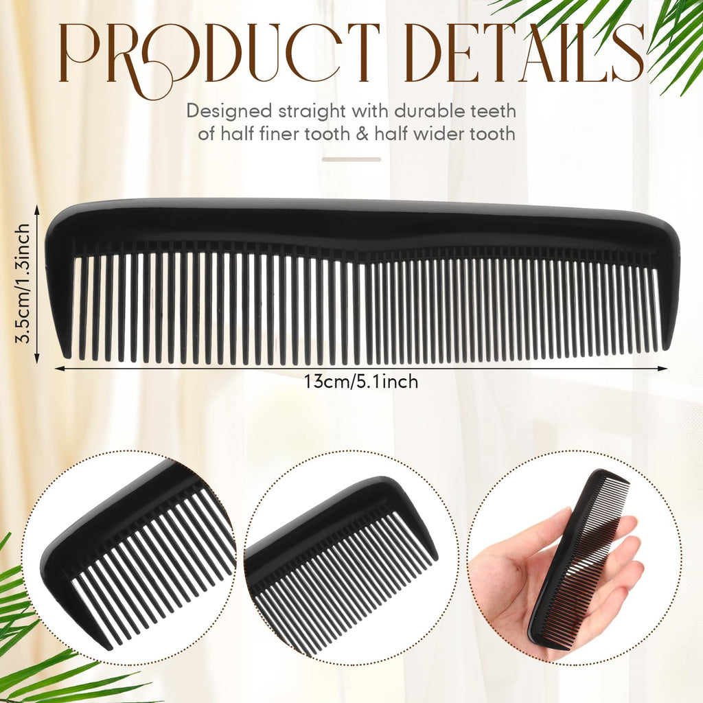 Qinyoung 100 Pcs Pocket Combs for Men Women Hair Combs Bulk for Cutting Beard Grooming Accessories 5 Inch Small Wide Fine Teeth Comb Anti Static Comb for Barber Haircut Salon Hairdress Travel Gift