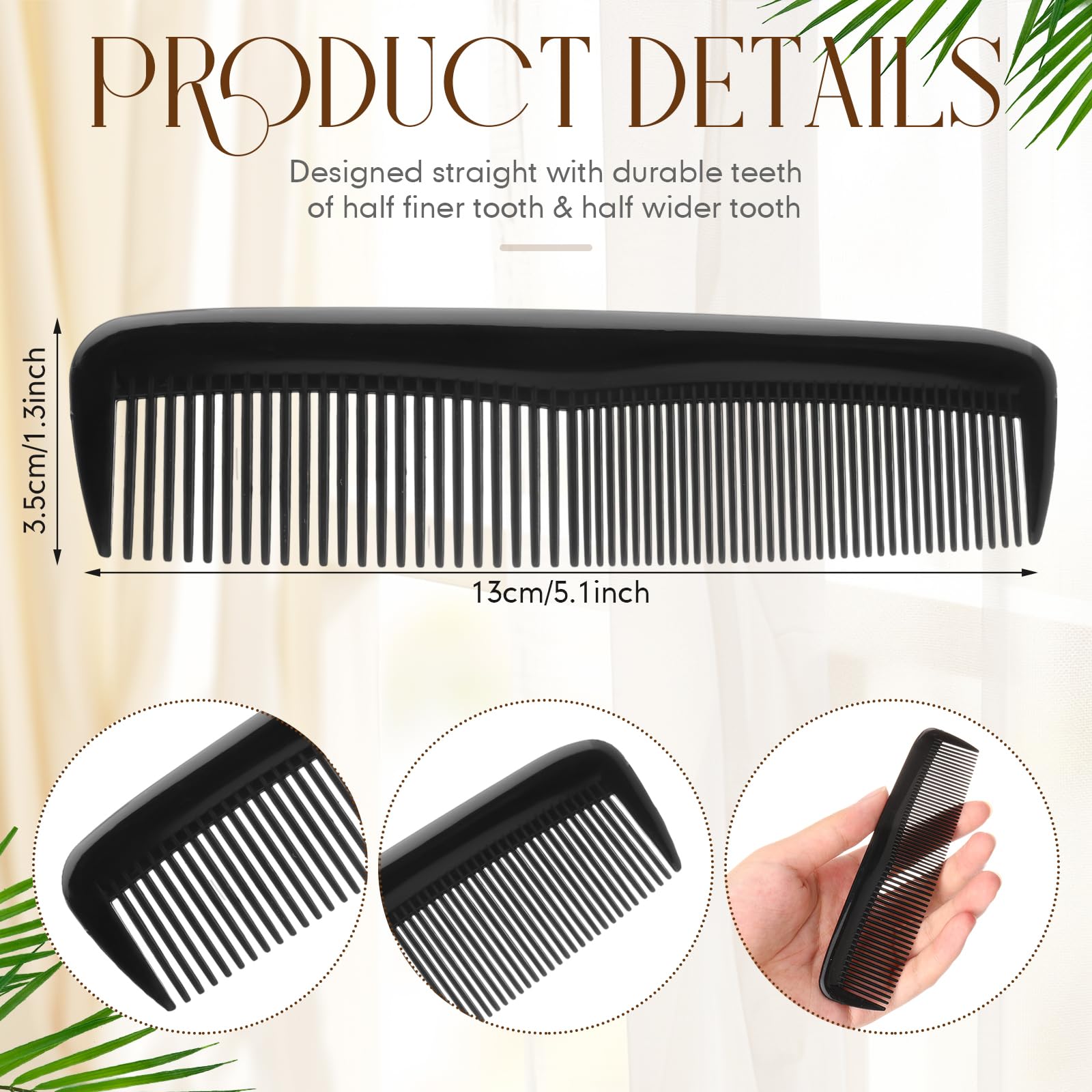 Qinyoung 100 Pcs Pocket Combs for Men Women Hair Combs Bulk for Cutting Beard Grooming Accessories 5 Inch Small Wide Fine Teeth Comb Anti Static Comb for Barber Haircut Salon Hairdress Travel Gift