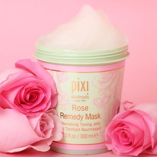 Pixi Rose Remedy Mask | Toning Jelly Face Mask with Rosehip Oil, Cica & Turmeric | Hydrates, Soothes & Restores Radiance | 10 fl oz/300 ml
