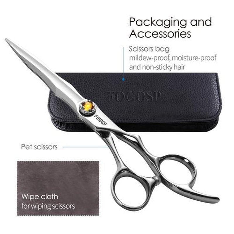 FOGOSP Professional Hair Scissors 6” Barber Scissors Japan VG10 Fine Cutting Blades Professional CNC Hair Shears Barber Scissor for Salon &Home Use Haircut Shear