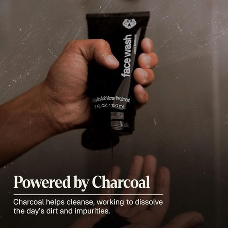 Black Wolf Salicylic Acid Acne Face Wash for Men - Charcoal Cleanser & Exfoliator for Oily Skin | Gentle Daily Treatment