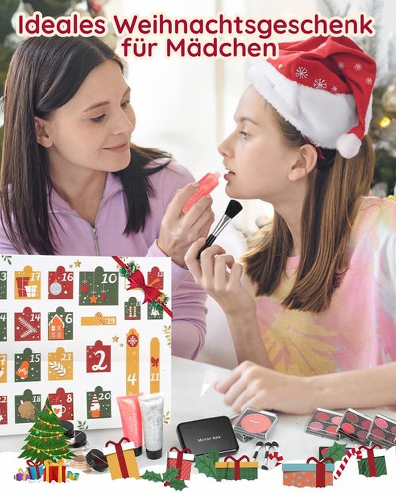 Gleamkid Makeup Advent Calendar 2026 for Teen Girls, 30pcs Advent Beauty Calendar, 24 Days Countdown Calendar Makeup Set, Gift Box for Tween Girls Make Up Kit