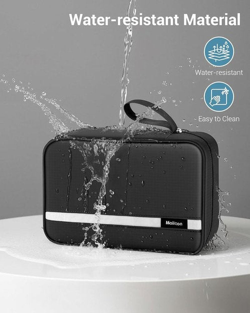 Maliton Toiletry Bag | Waterproof Hanging Organizer for Travel | Large 4-Compartment Design - Black