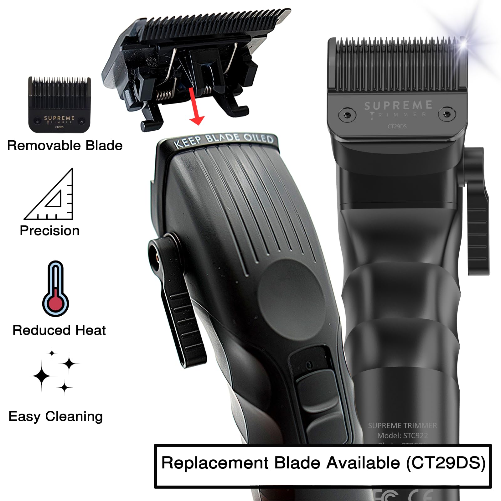 Supreme Trimmer Detachable Taper Blade for 2Spee Clipper – Removable Blade (Compatible with 2SPEE Clipper STC922) | CT29DS