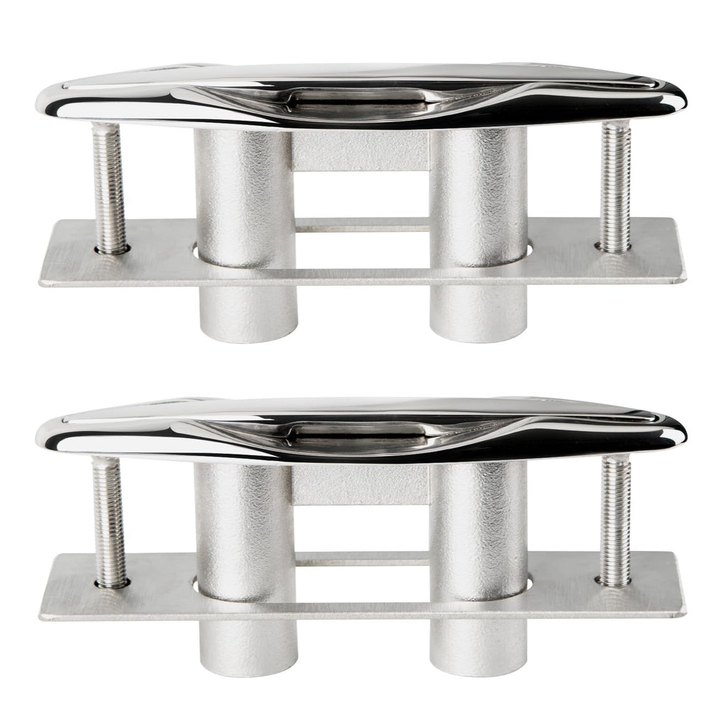 METRAXION Pop Up Boat Dock Cleat, 2 Pack 5 inch Pull Up Deck Cleat Stainless Steel 316 Heavy Duty Flush Mount Retractable Rope Cleats with Backing Plate and Lock Nuts