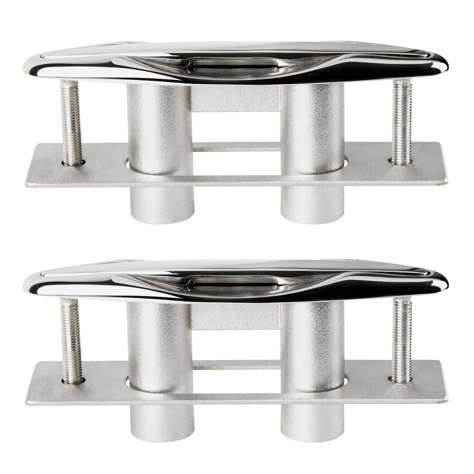METRAXION Pop Up Boat Dock Cleat, 2 Pack 5 inch Pull Up Deck Cleat Stainless Steel 316 Heavy Duty Flush Mount Retractable Rope Cleats with Backing Plate and Lock Nuts
