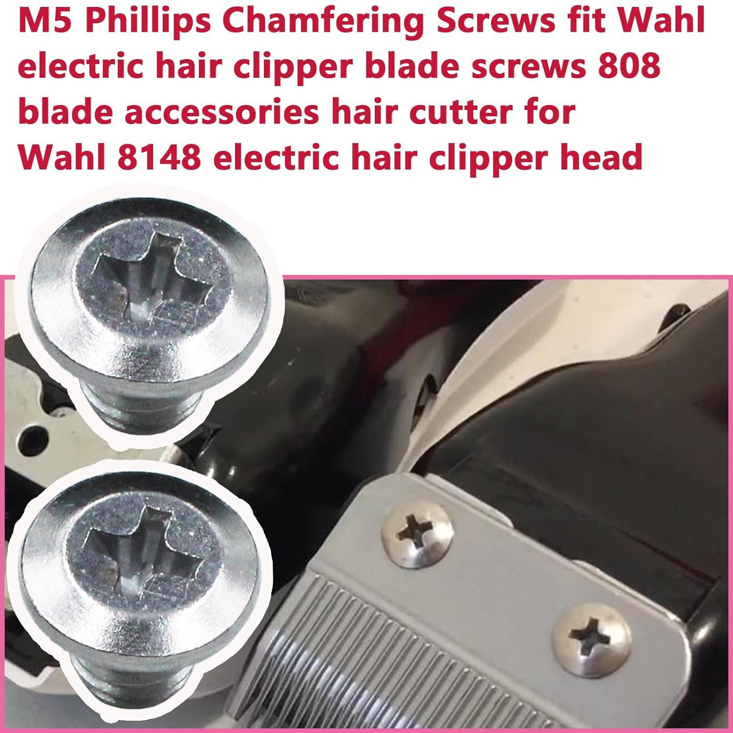 Gteana M5 Phillips Chamfering Screws Fit Wahl Electric Hair Clipper Blade Screws 808 Blade Accessories Hair Cutter for Wahl 8148 Electric Hair Clipper Head,2Pc
