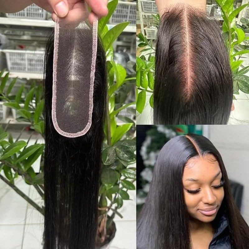 Aorbige 2x6 HD Swiss Lace Melt Skin Lace Closure Long Deep Parting Raw Hair Materials Straight Style Much Fuller with Natural Hair Line Human Hair Natural Black Color (20inch, HD 2x6 lace closure)