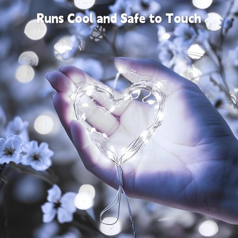 Minetom Fairy Lights - 100 LEDs Waterproof 33 Ft Starry String Lights on Silver Wire | Pure White for Parties & Weddings