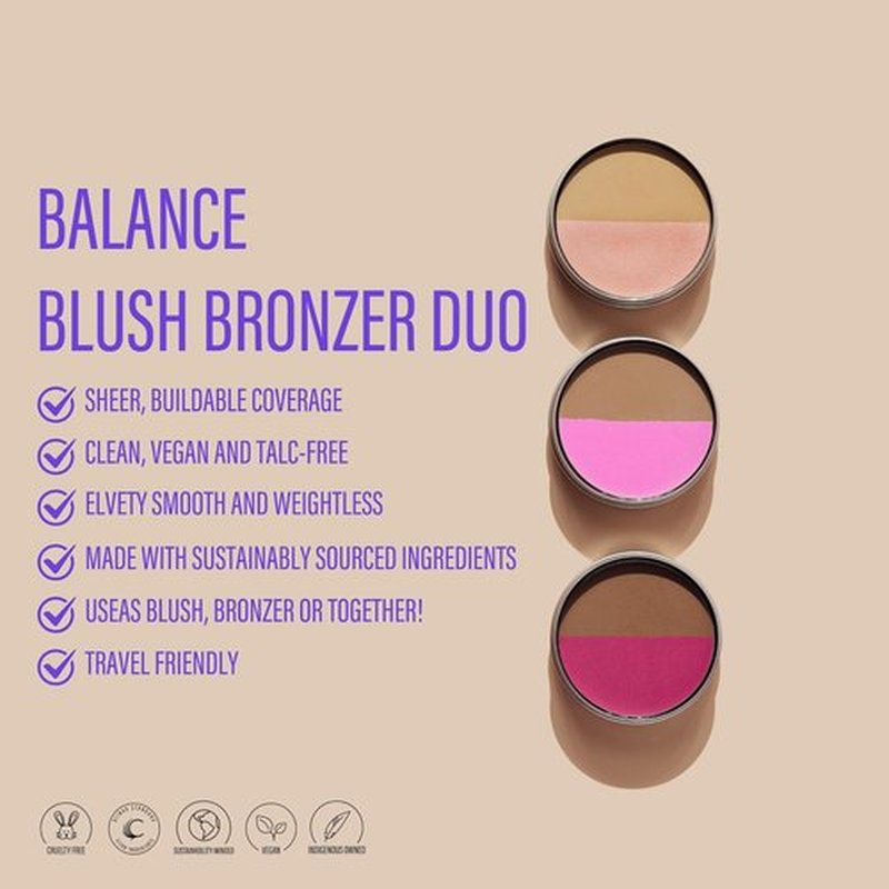 Cheekbone Balance Deep Blush/Bronzer - Talc-Free Multi-Use Compact with Soft-Matte Finish | 0.38 oz Vegan & Cruelty-Free