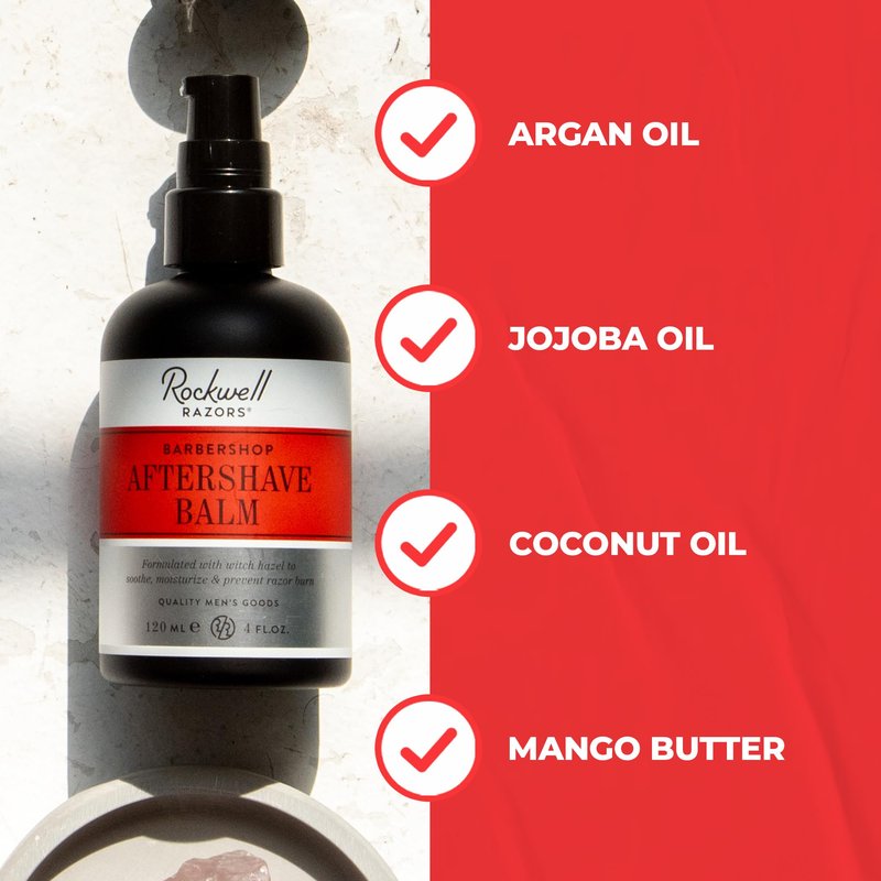 Rockwell Post-Shave Balm, Classic Barber Shop Scent | Formulated with Soothing Witch Hazel, Moisturizing Shea Butter, Natural Hemp, Coconut, Jojoba & Argan Oil | Ideal for All Skin Types