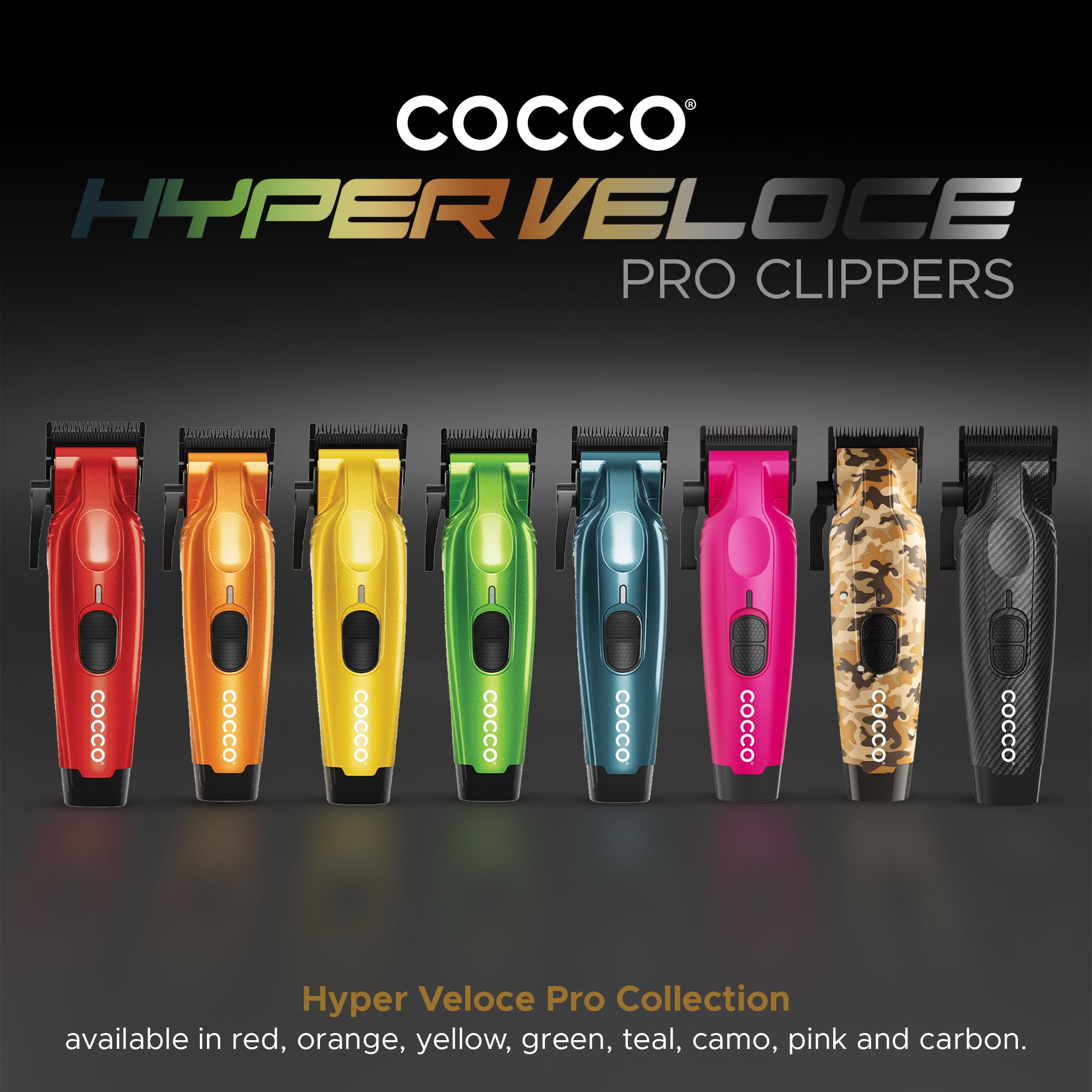 Cocco Hyper Veloce Pro Clipper, Digital Gap Ambassador Graphene Taper Blade Professional Hair Clippers, High-Torque BLDC Motor, All-Metal, Cordless, Charging Station Included (Green)
