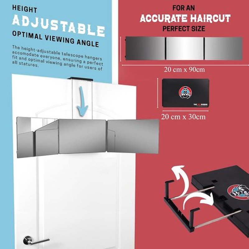 Skiennix 360 Mirror - Adjustable 3-Way Trifold Mirror for Self Hair Cutting | Perfect for Men & Women