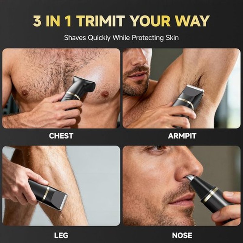 Skiennix Beard Trimmer - IPX7 Waterproof Electric Razor for Men | Versatile Grooming Kit (Black)