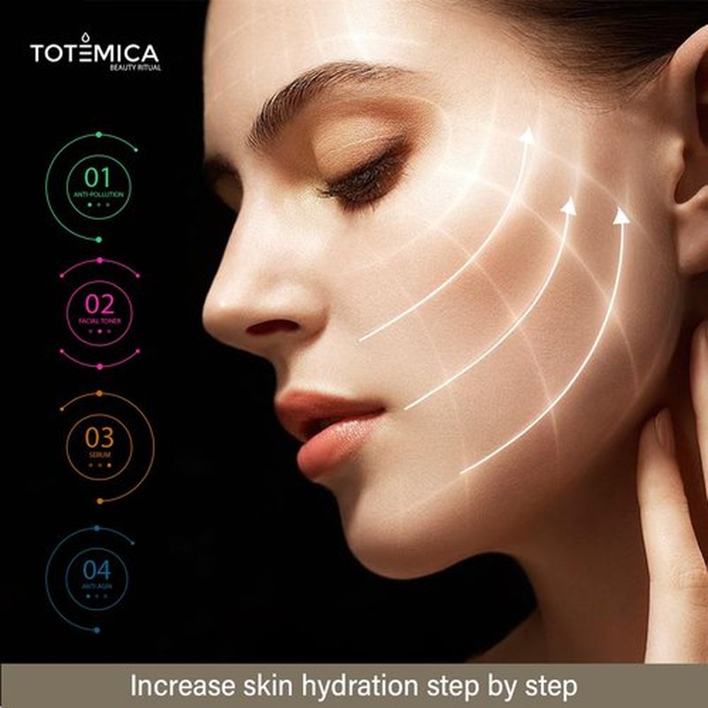 TOTEMICA Skin Care Set | 4-Step Ritual Kit - Cleanser, Toner, Serum & Moisturizer for Dry Skin - Vegan & Cruelty-Free