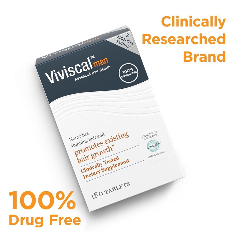 Viviscal Men's Hair Growth Supplements - Clinically Proven Collagen Complex | 180 Tablets for Thicker, Fuller Hair